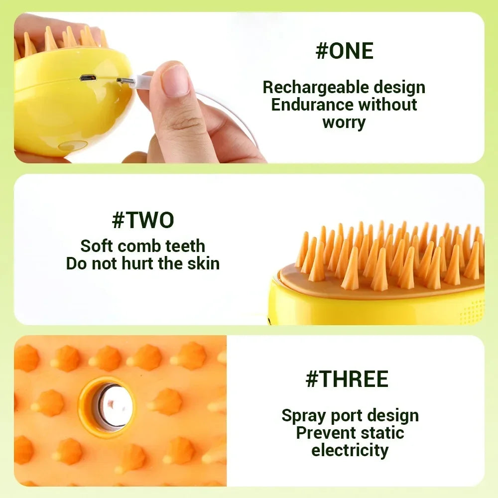 Steam Brush for Cats Soft Electric Water Jet Pet Comb Silicone Hair Remover Dog Brush Pet Grooming Supplies Products Home
