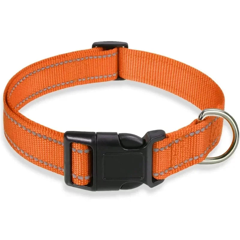 Reflective Pet Collar Adjustable Nylon Collar For Dogs Cats Anti Slip Anti Choke Pet Walking Collar Durable Pet Accessories