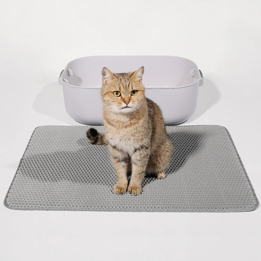 Extra Large Cat Litter Mat Heavy Duty Waterproof 2 Layer Non Slip Washable Pet Floor Protector Litter Box Sand Stopper