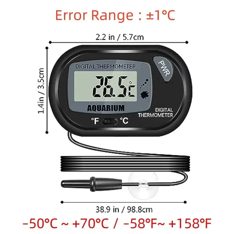 2/4pcs Fish Tank Thermometer with Suction Cup Temperature Sensor LCD Digital Aquarium Water Temp Detector Aquatic Tool