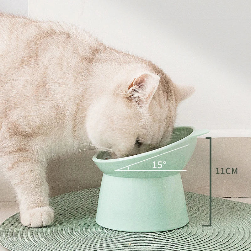 New design cat bowl anti-tip feeding and drinking bowl Nordic style square mouth double-ear high-leg cat bowl pet supplies