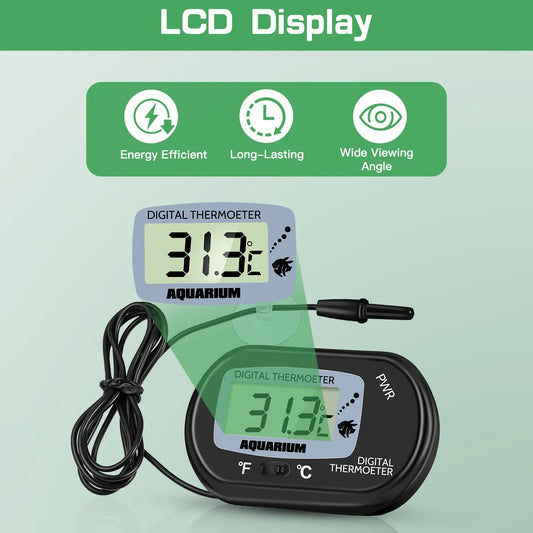 2/4pcs Fish Tank Thermometer with Suction Cup Temperature Sensor LCD Digital Aquarium Water Temp Detector Aquatic Tool