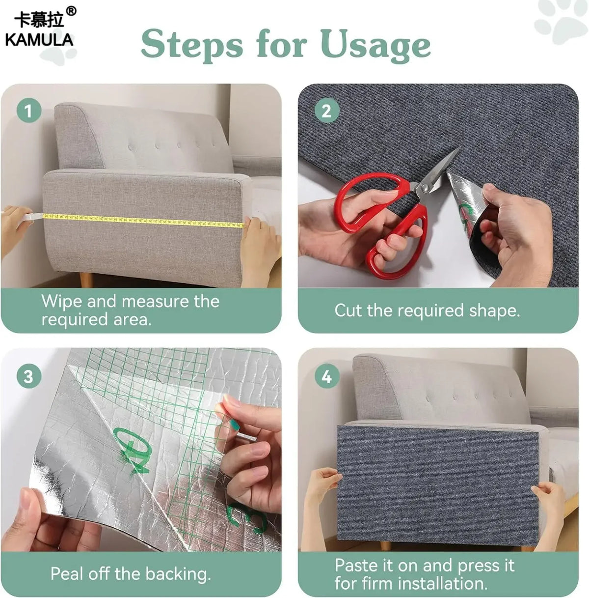 Trimmable Cat Scratching Mat Self-Adhesive Carpet Mat Pad Anti Cat Scratcher Furniture Couch Corner Indoor Sofa Wall Protector
