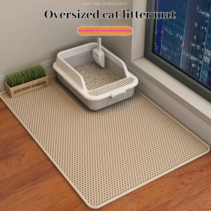 Extra Large Cat Litter Mat Heavy Duty Waterproof 2 Layer Non Slip Washable Pet Floor Protector Litter Box Sand Stopper