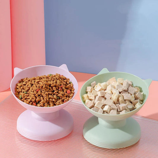 New sales of high foot bowl kitten neck guard firmly prevent upset plastic bowl candy color cat food for dog food bowl