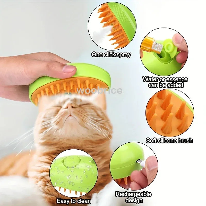 Steam Brush for Cats Soft Electric Water Jet Pet Comb Silicone Hair Remover Dog Brush Pet Grooming Supplies Products Home
