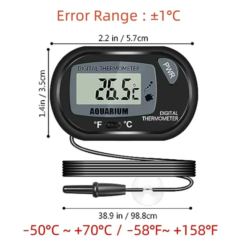 2/4pcs Fish Tank Thermometer with Suction Cup Temperature Sensor LCD Digital Aquarium Water Temp Detector Aquatic Tool