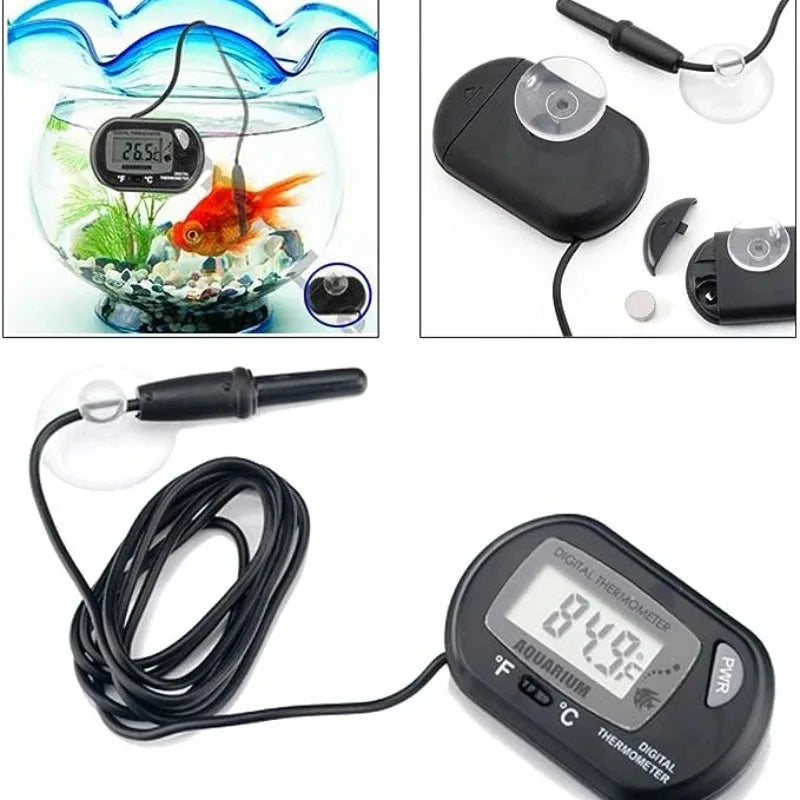 2/4pcs Fish Tank Thermometer with Suction Cup Temperature Sensor LCD Digital Aquarium Water Temp Detector Aquatic Tool