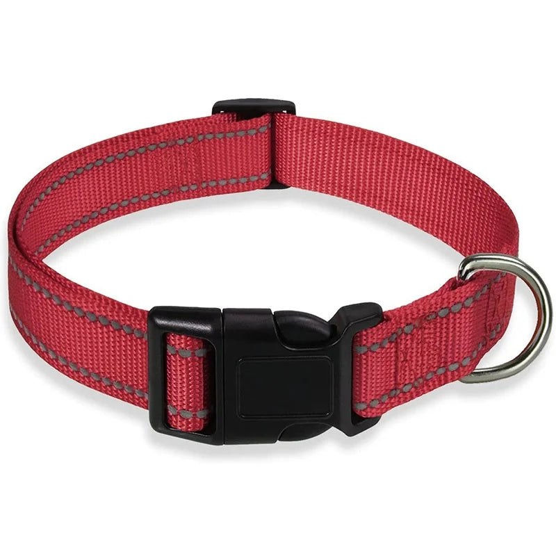Reflective Pet Collar Adjustable Nylon Collar For Dogs Cats Anti Slip Anti Choke Pet Walking Collar Durable Pet Accessories