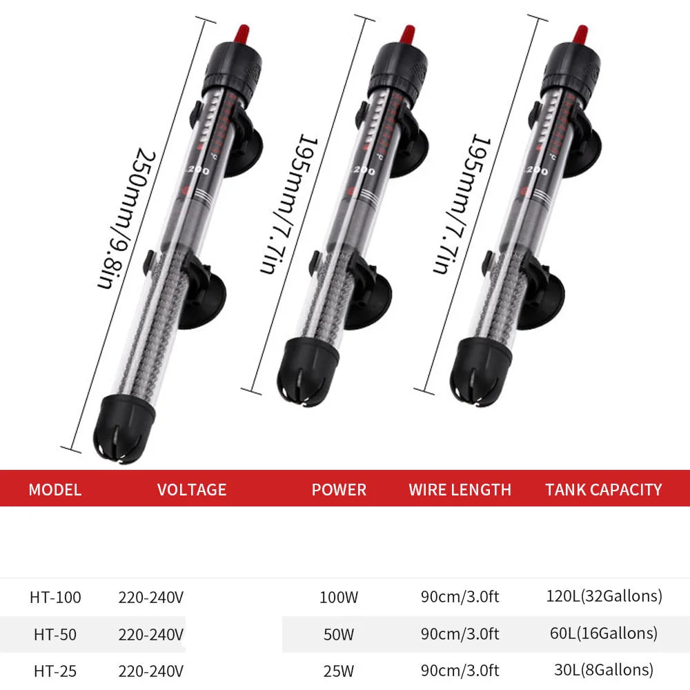 Adjustable Submersible Heating Rod Adjustable Thermostat Aquarium Heating Rod Temperature Precise Control -Efficiency