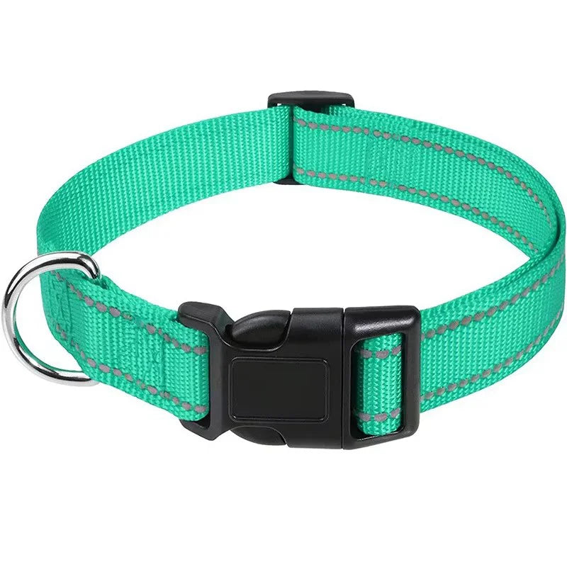 Reflective Pet Collar Adjustable Nylon Collar For Dogs Cats Anti Slip Anti Choke Pet Walking Collar Durable Pet Accessories