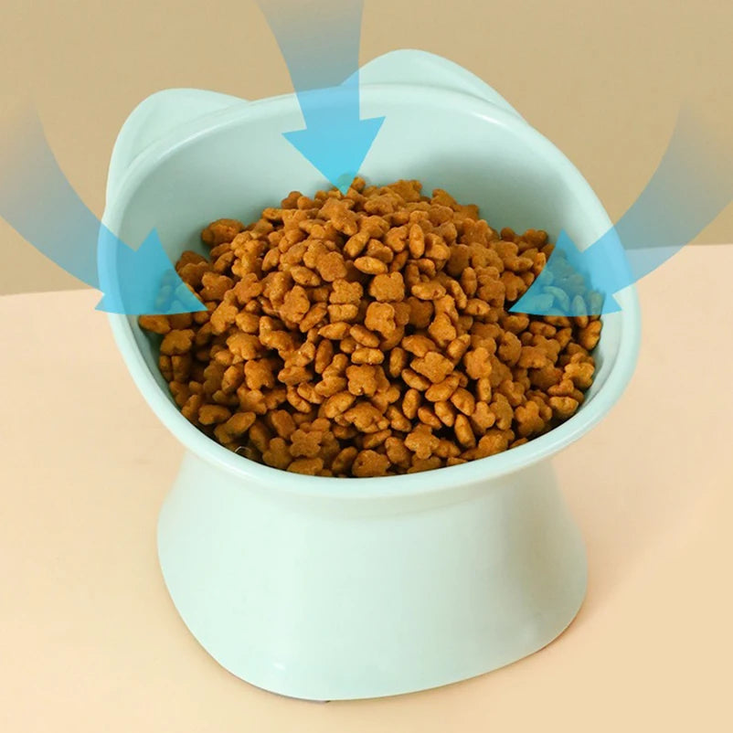 New design cat bowl anti-tip feeding and drinking bowl Nordic style square mouth double-ear high-leg cat bowl pet supplies