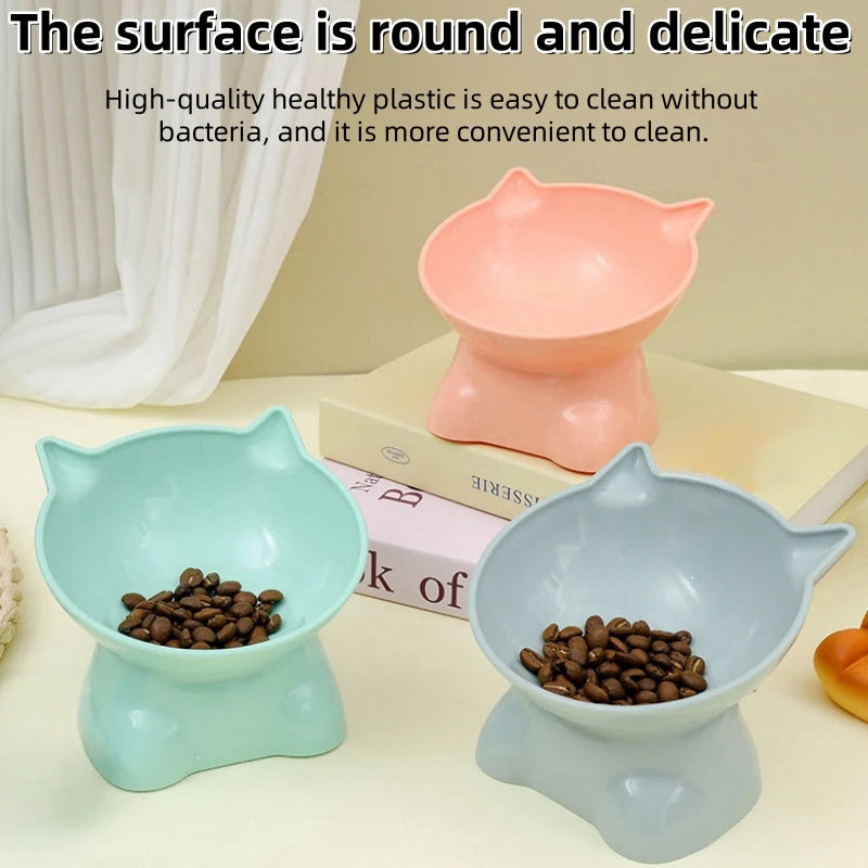 Cute cat bowl tilted high-legged cat bowl cat eating bowl cat food bowl black water bowl cat food bowl dog bowl