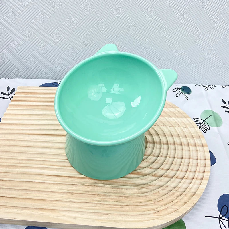 New design cat bowl anti-tip feeding and drinking bowl Nordic style square mouth double-ear high-leg cat bowl pet supplies