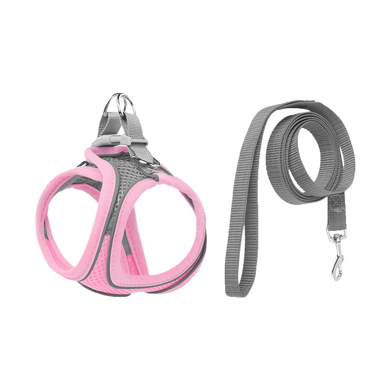 Cat Dog Harness Vest Chest Rope Set Reflective Breathable Adjustable Pet Harness for Small Medium Dogs Outdoor Walking