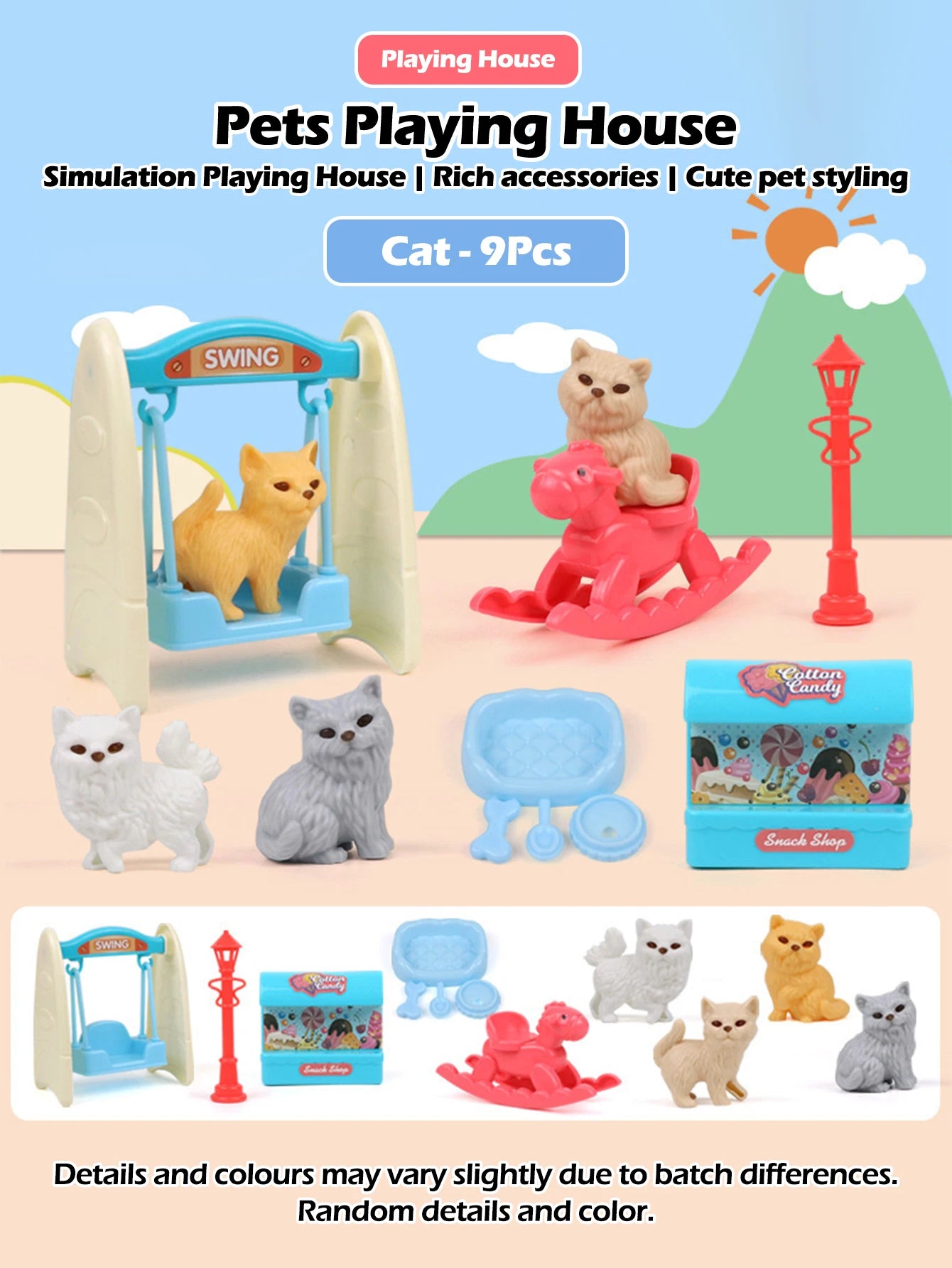 Cute Dog Pet Basket Family Toys Dog Doll Set Cage Toys Scene Playing Toys Christmas Decoration Thanksgiving Gifts color randomly