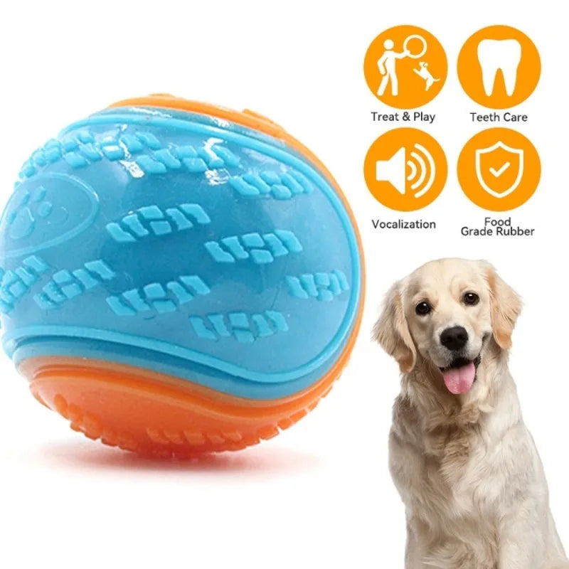 Dog Chew Ball Toy Drinding Teeth Bite-resistant Silicone Ball Puppy Toy Squeaky Teeth Cleaning Training Dog Toy Supplies