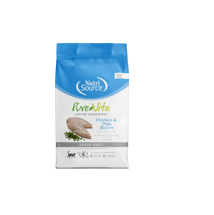 Pure Vita Grain-Free Cat Food, Made with Chicken and Peas, 6.6LB, Dry Cat Food