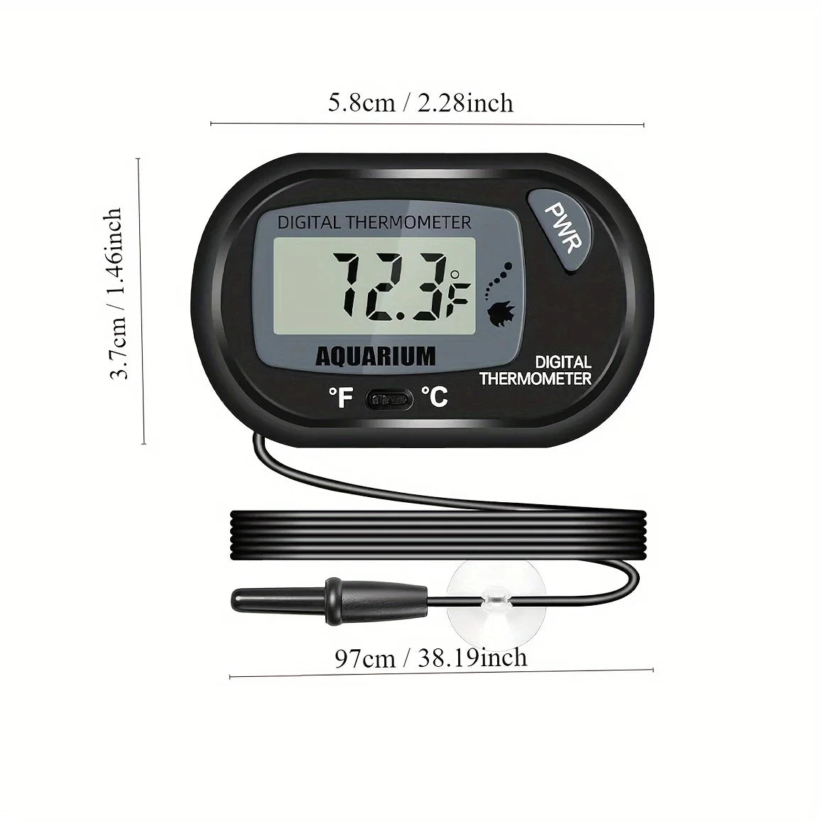 2/4pcs Fish Tank Thermometer with Suction Cup Temperature Sensor LCD Digital Aquarium Water Temp Detector Aquatic Tool
