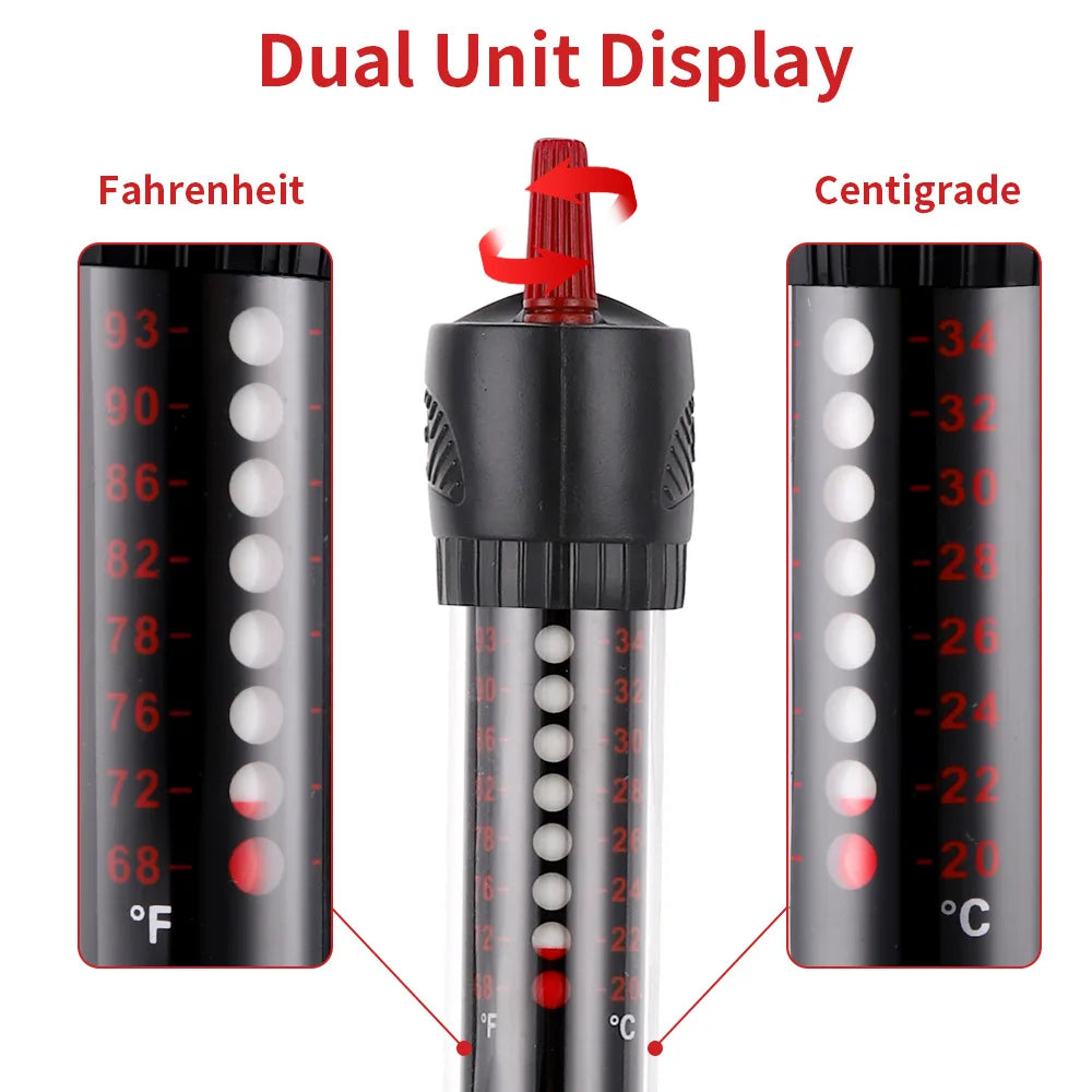 Adjustable Submersible Heating Rod Adjustable Thermostat Aquarium Heating Rod Temperature Precise Control -Efficiency