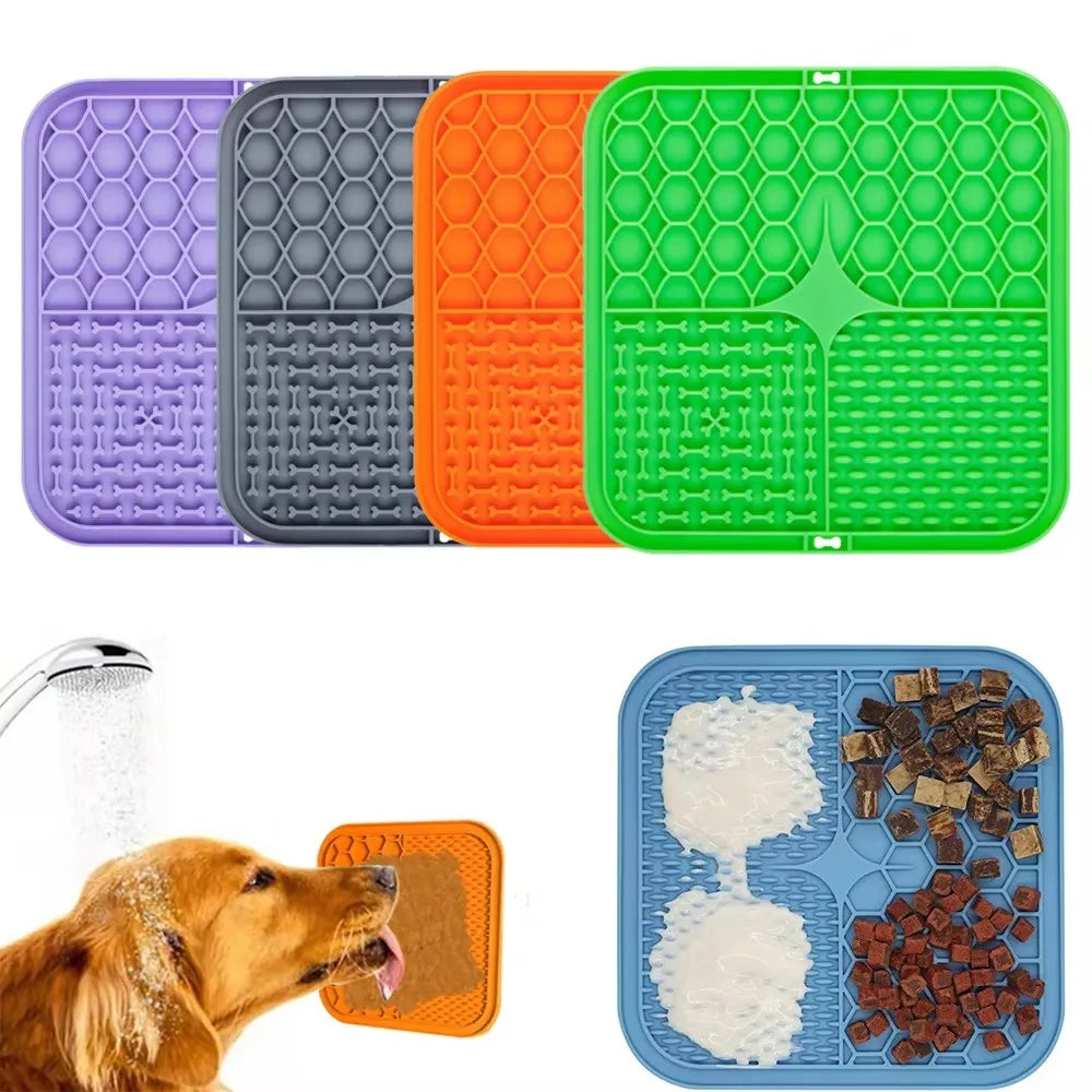 Pet Lick Silicone Mat Dogs Pet Slow Food Plate for Dog Bathing Distraction Silicone Dog Sucker Food Training Dog Feeder Supplies