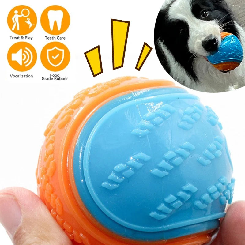 Dog Chew Ball Toy Drinding Teeth Bite-resistant Silicone Ball Puppy Toy Squeaky Teeth Cleaning Training Dog Toy Supplies