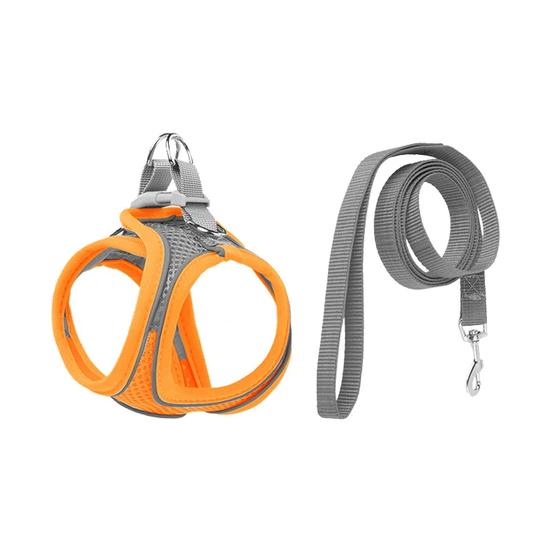 Cat Dog Harness Vest Chest Rope Set Reflective Breathable Adjustable Pet Harness for Small Medium Dogs Outdoor Walking
