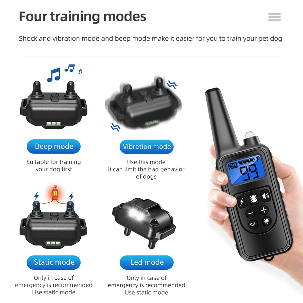 Luxora Rechargeable Waterproof Dog Training Collar with Remote, Multi-Mode Shock, Vibration