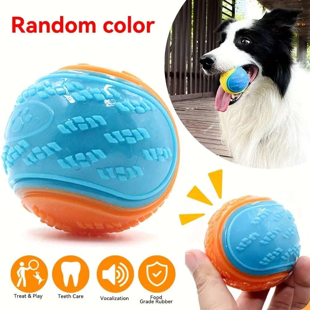 Dog Chew Ball Toy Drinding Teeth Bite-resistant Silicone Ball Puppy Toy Squeaky Teeth Cleaning Training Dog Toy Supplies