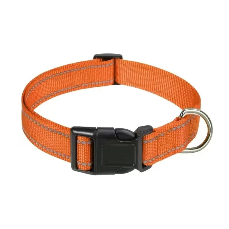 Reflective Pet Collar Adjustable Nylon Collar For Dogs Cats Anti Slip Anti Choke Pet Walking Collar Durable Pet Accessories