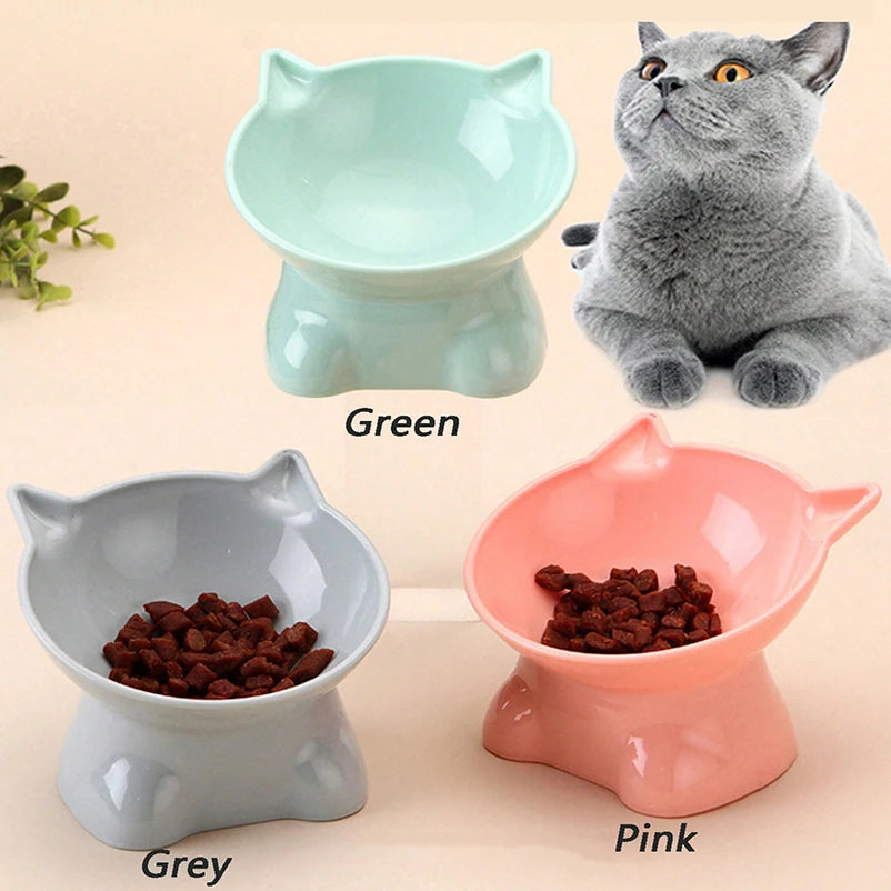 Cute cat bowl tilted high-legged cat bowl cat eating bowl cat food bowl black water bowl cat food bowl dog bowl