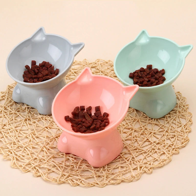 Cute cat bowl tilted high-legged cat bowl cat eating bowl cat food bowl black water bowl cat food bowl dog bowl