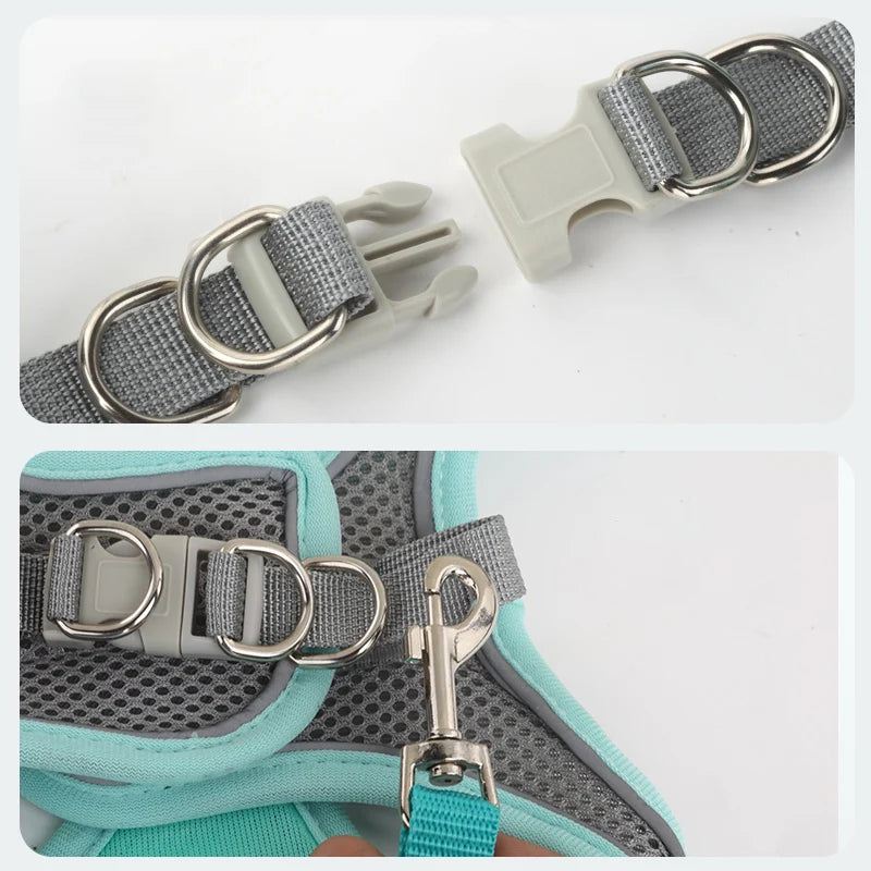 Cat Dog Harness Vest Chest Rope Set Reflective Breathable Adjustable Pet Harness for Small Medium Dogs Outdoor Walking