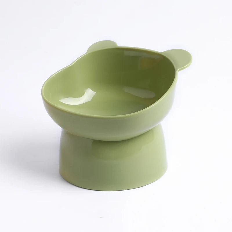 New design cat bowl anti-tip feeding and drinking bowl Nordic style square mouth double-ear high-leg cat bowl pet supplies