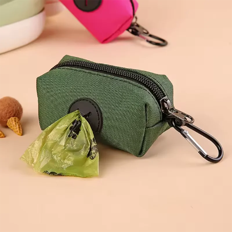 Hot Canvas Dog Poop Bag Holder, Outdoor Pet Waste Bag Dispenser with Carabiner Clip, Animal Waste Collection Pouch