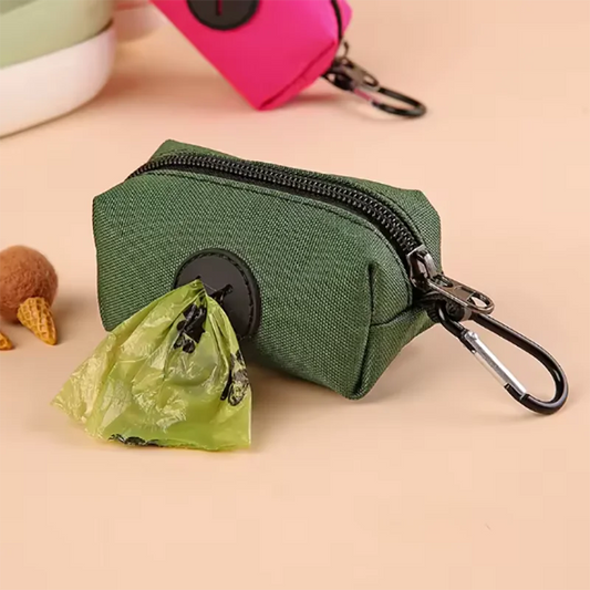 Hot Canvas Dog Poop Bag Holder, Outdoor Pet Waste Bag Dispenser with Carabiner Clip, Animal Waste Collection Pouch