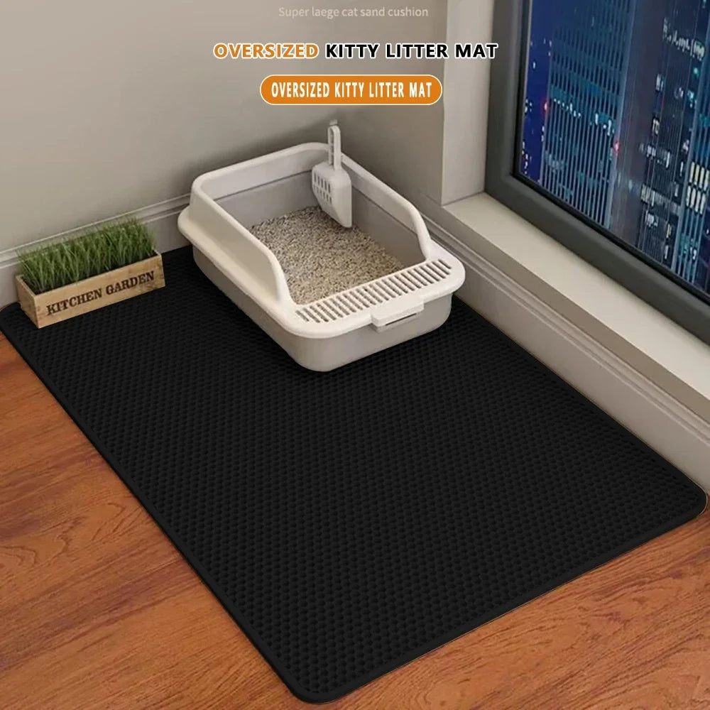 Extra Large Cat Litter Mat Heavy Duty Waterproof 2 Layer Non Slip Washable Pet Floor Protector Litter Box Sand Stopper