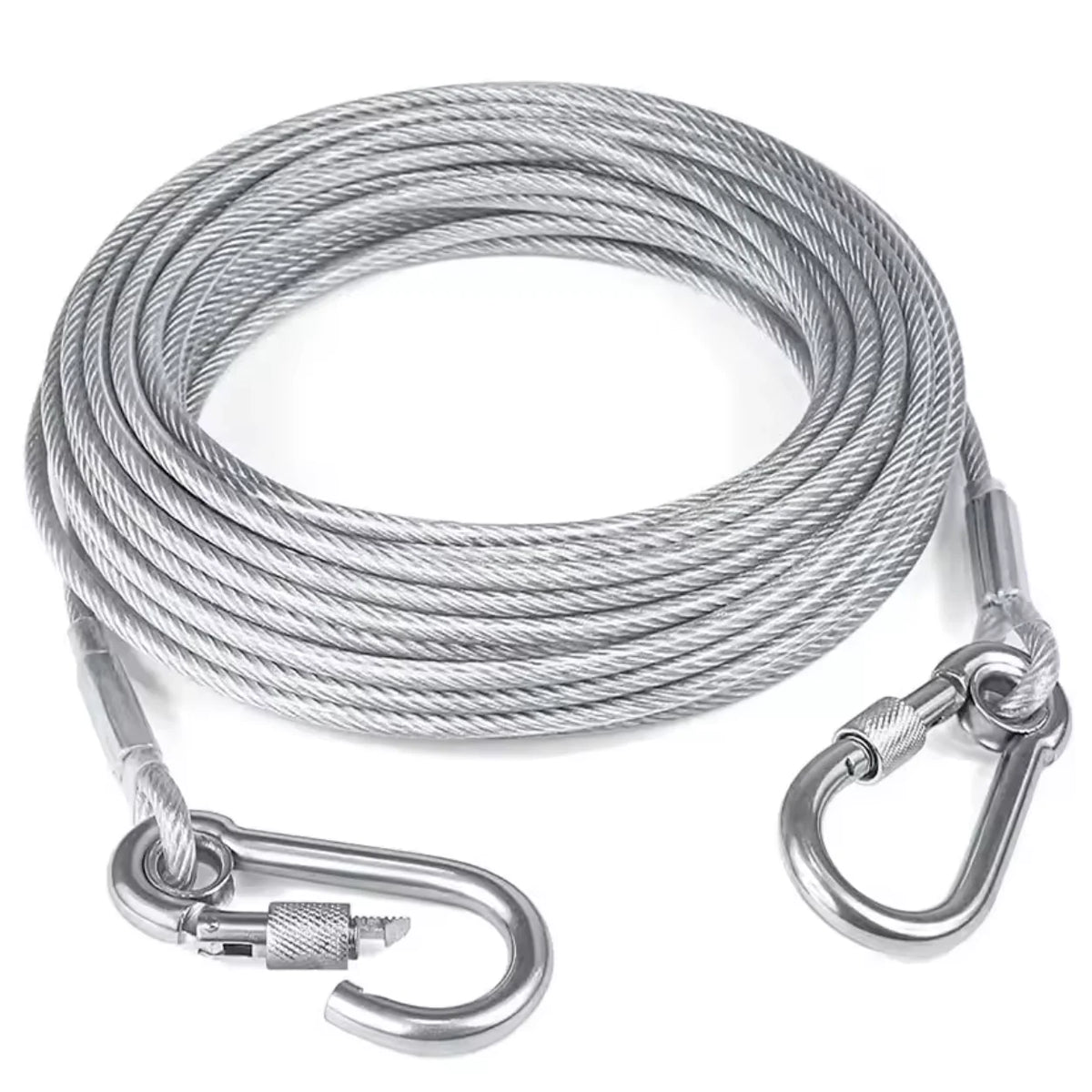Double-headed Dog Tie Out Cable Leash ,raction rope with metal buckle steel wire anti-rust training collar,Outdoor Dogs Strap