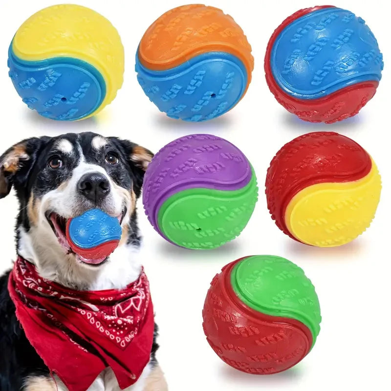 Dog Chew Ball Toy Drinding Teeth Bite-resistant Silicone Ball Puppy Toy Squeaky Teeth Cleaning Training Dog Toy Supplies