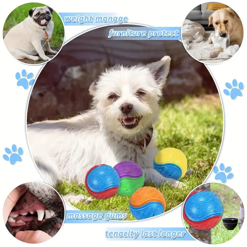 Dog Chew Ball Toy Drinding Teeth Bite-resistant Silicone Ball Puppy Toy Squeaky Teeth Cleaning Training Dog Toy Supplies