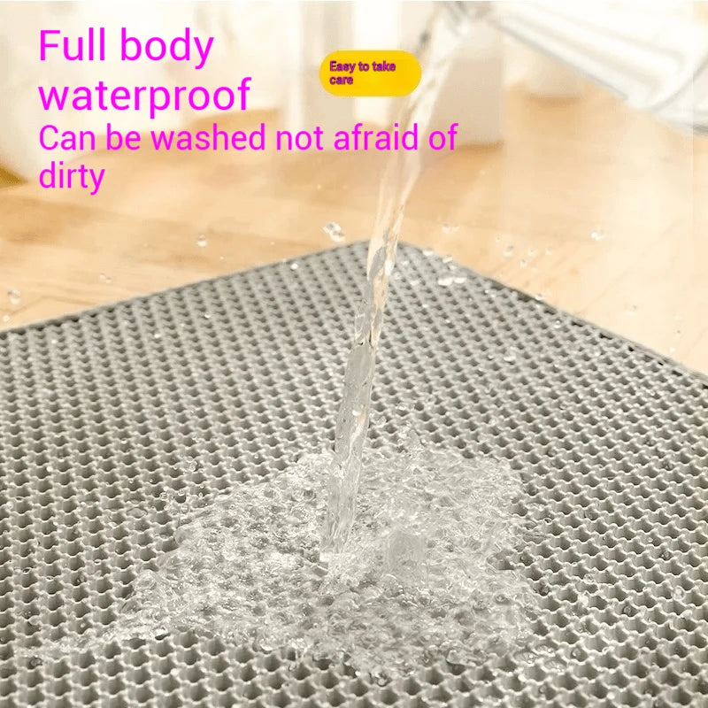 Extra Large Cat Litter Mat Heavy Duty Waterproof 2 Layer Non Slip Washable Pet Floor Protector Litter Box Sand Stopper