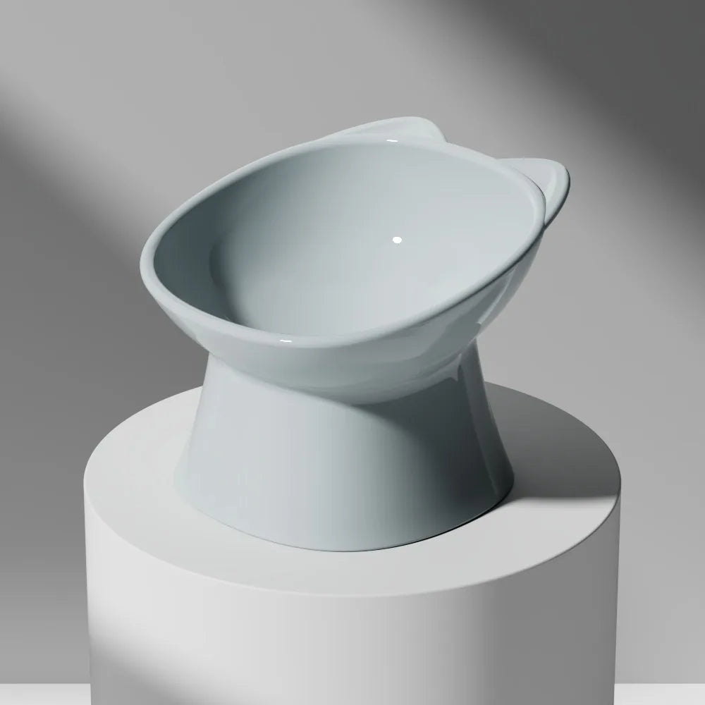 New design cat bowl anti-tip feeding and drinking bowl Nordic style square mouth double-ear high-leg cat bowl pet supplies