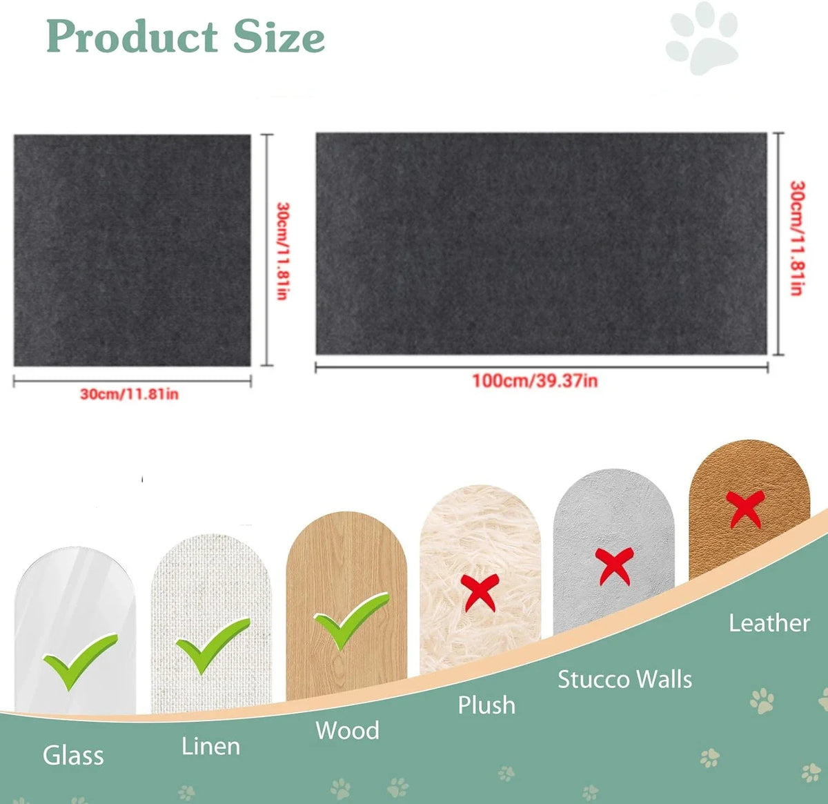 Trimmable Cat Scratching Mat Self-Adhesive Carpet Mat Pad Anti Cat Scratcher Furniture Couch Corner Indoor Sofa Wall Protector