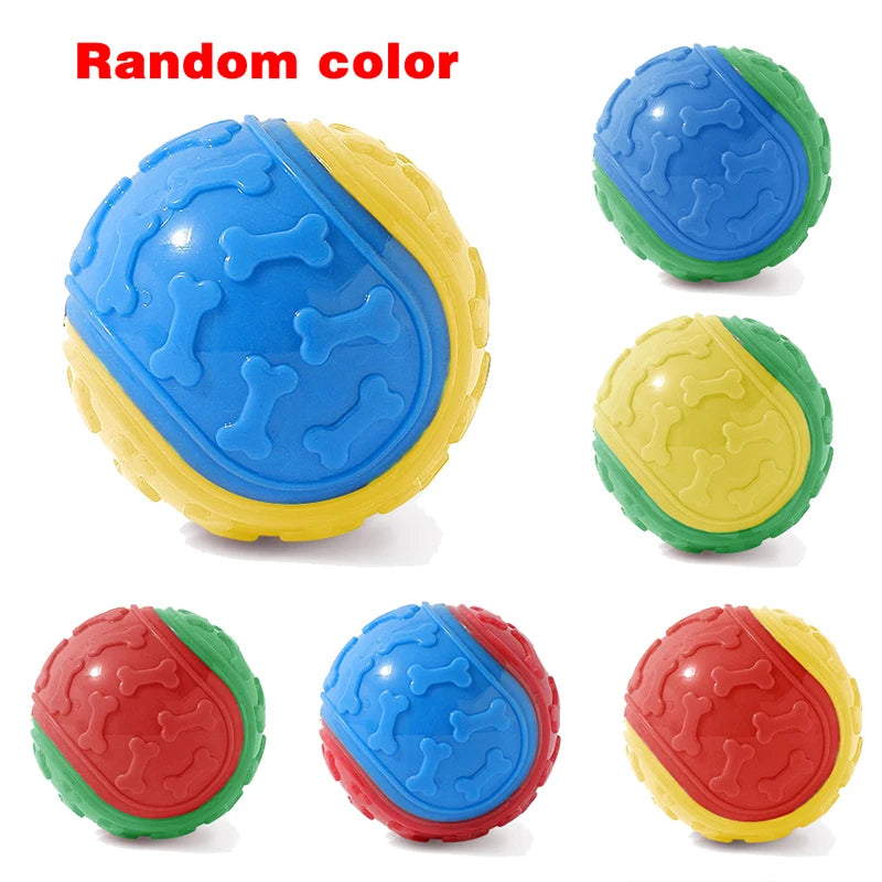 Dog Chew Ball Toy Drinding Teeth Bite-resistant Silicone Ball Puppy Toy Squeaky Teeth Cleaning Training Dog Toy Supplies