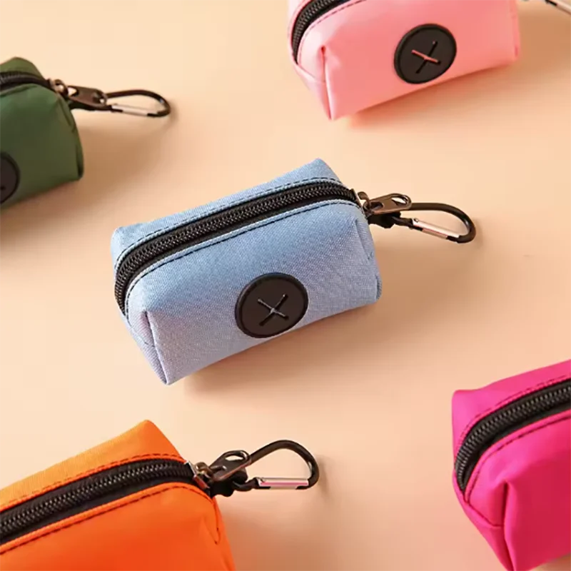Hot Canvas Dog Poop Bag Holder, Outdoor Pet Waste Bag Dispenser with Carabiner Clip, Animal Waste Collection Pouch
