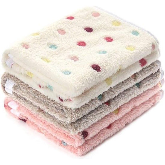 Soft Fleece Dog Blanket Set – Double-Sided Coral Velvet Pet Blankets for Couch in Cute Patterns, 3 Sizes Available