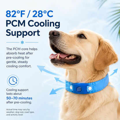 Peloro PCM Cooling Dog Collar with Botanical Repellent Bead Clip, Reusable Fridge Ready Dog Cooling Band for Summer Walks, Parks, Camping & Travel, Washable Outdoor Pet Cooling Collar A