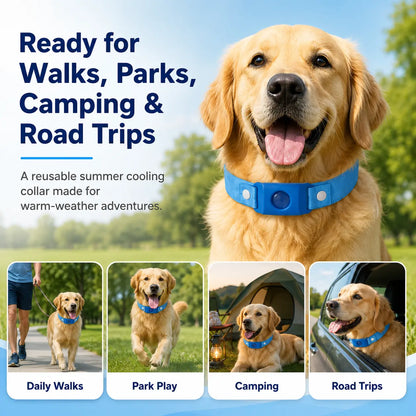 Peloro PCM Cooling Dog Collar with Botanical Repellent Bead Clip, Reusable Fridge Ready Dog Cooling Band for Summer Walks, Parks, Camping & Travel, Washable Outdoor Pet Cooling Collar A