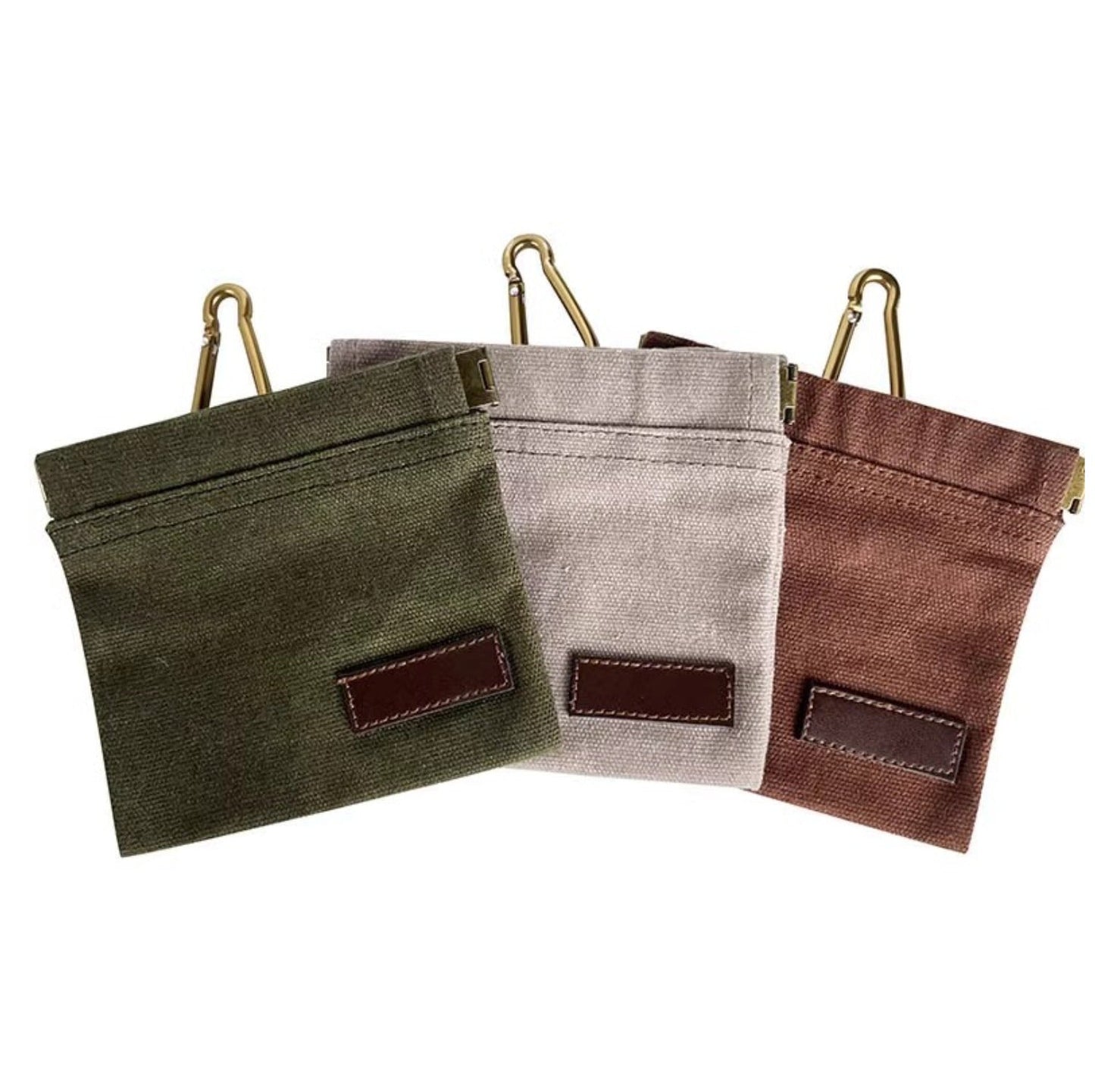 Portable Pet Treat Bag - Durable Canvas Pouch with Carabiner for Dogs & Cats