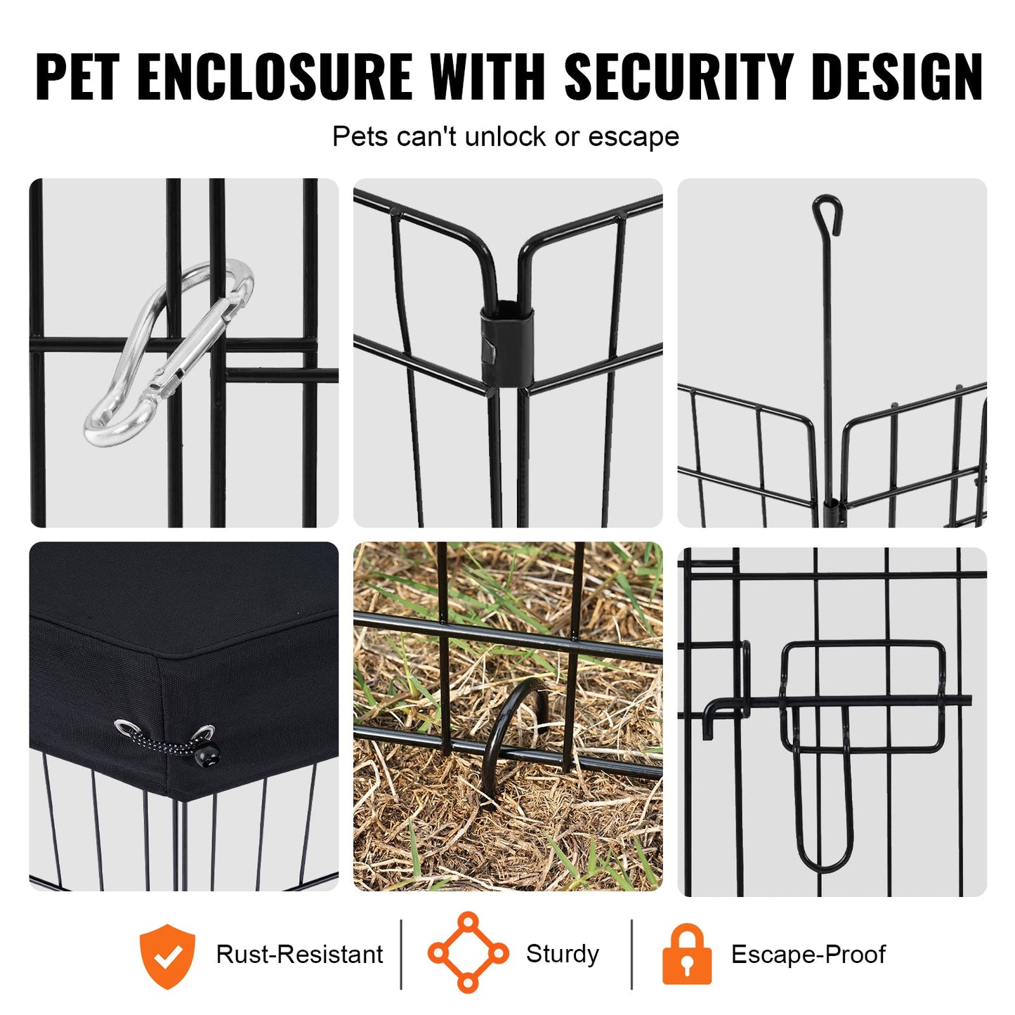 Dog Playpen, 8 Pcs 30H x 24W Panels Foldable Metal Pet Exercise Pen, Dog Fence Indoor and Outdoor Pen with Door, 600D Oxford Fabric Top Cover, Pet Playpen for Dogs, Cats, Other Small Animals